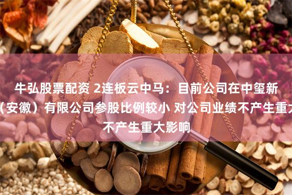 牛弘股票配资 2连板云中马：目前公司在中玺新材料（安徽）有限公司参股比例较小 对公司业绩不产生重大影响