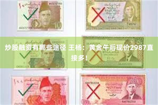 炒股融资有哪些途径 王杨：黄金午后现价2987直接多！