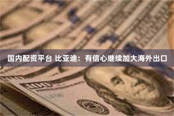 国内配资平台 比亚迪：有信心继续加大海外出口